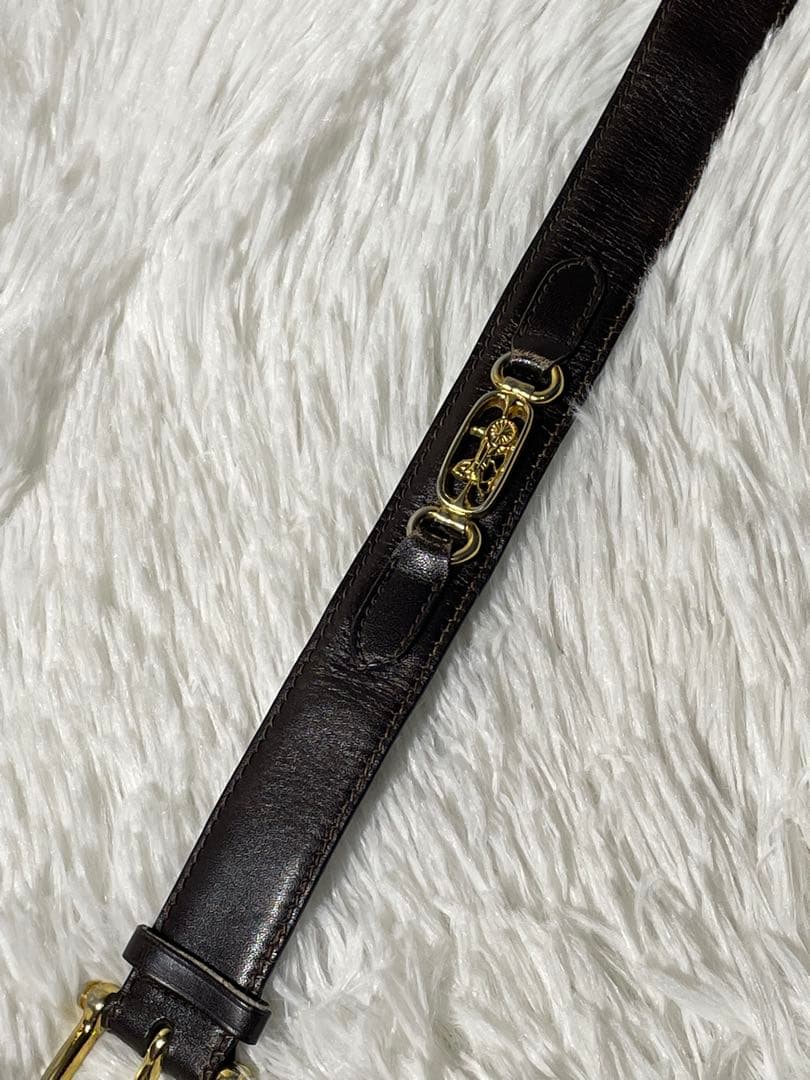 CELINE セリーヌ 本革 レザーベルト ダークブラウン イタリア製