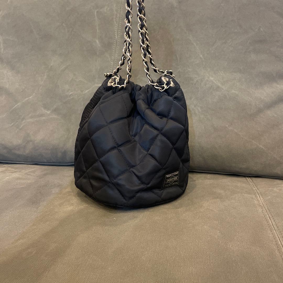 PORTER ブラック キルティング 巾着