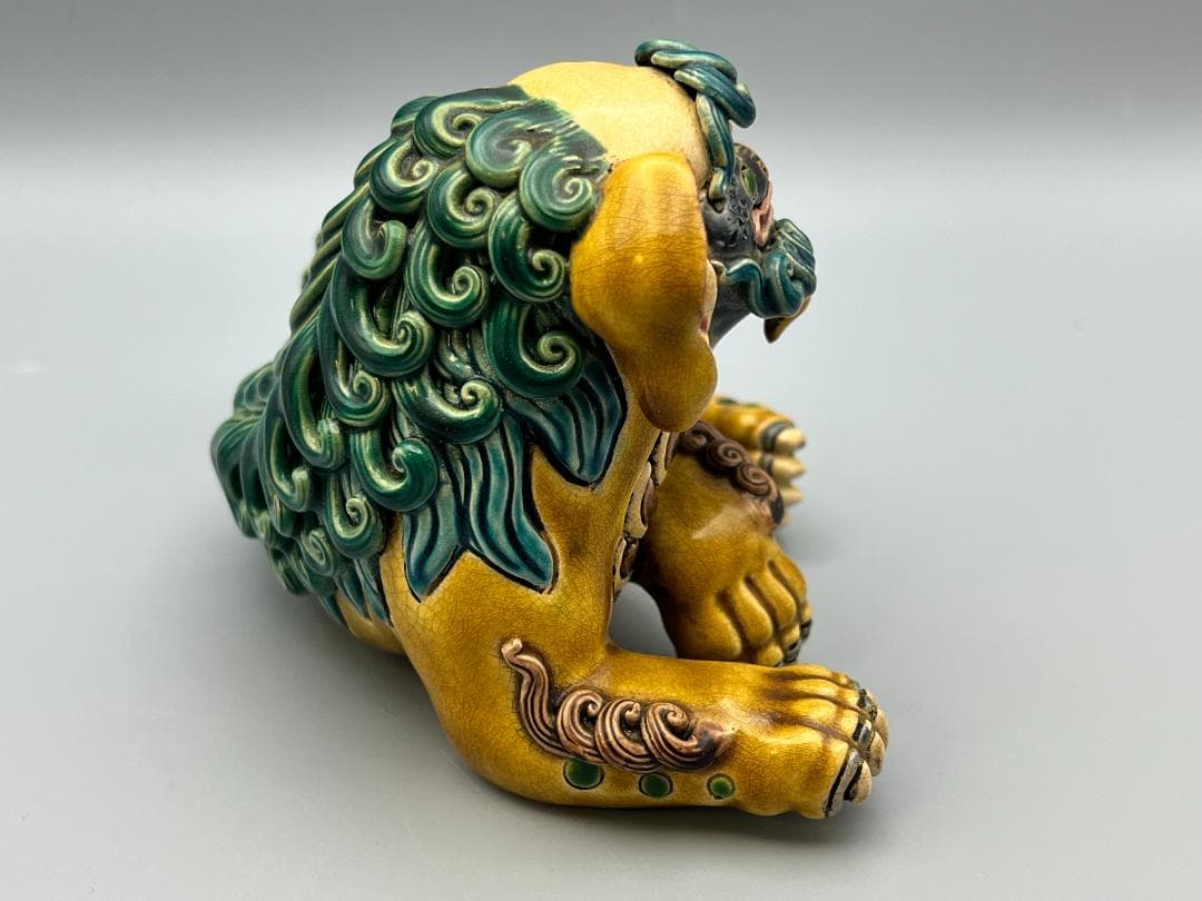 両獅子　置物　智盧　陶光　林智信　交趾焼　陶磁器　台湾交趾