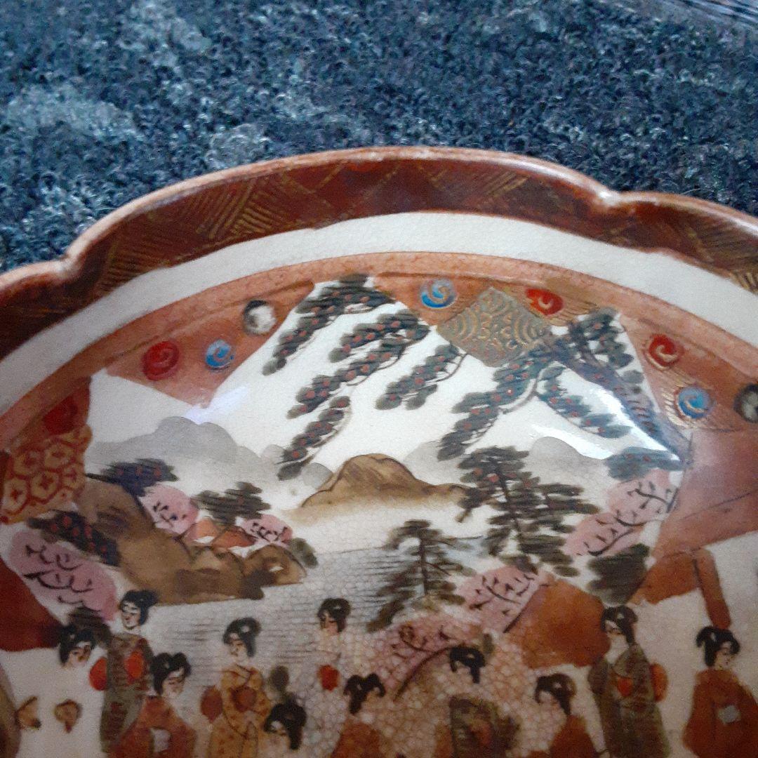 古い明治薩摩超絶細密画小鉢碗/芸者童女仏僧風俗画/里帰り伊万里唐津九谷横浜
