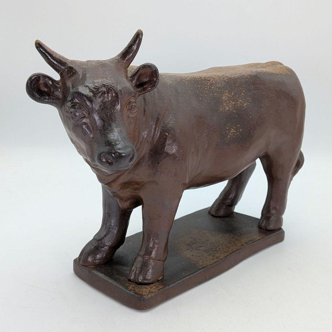 武用君彦 備前焼 干支置物「丁丑」 共箱共布栞 丑年 牛 ウシ 縁起物 在銘