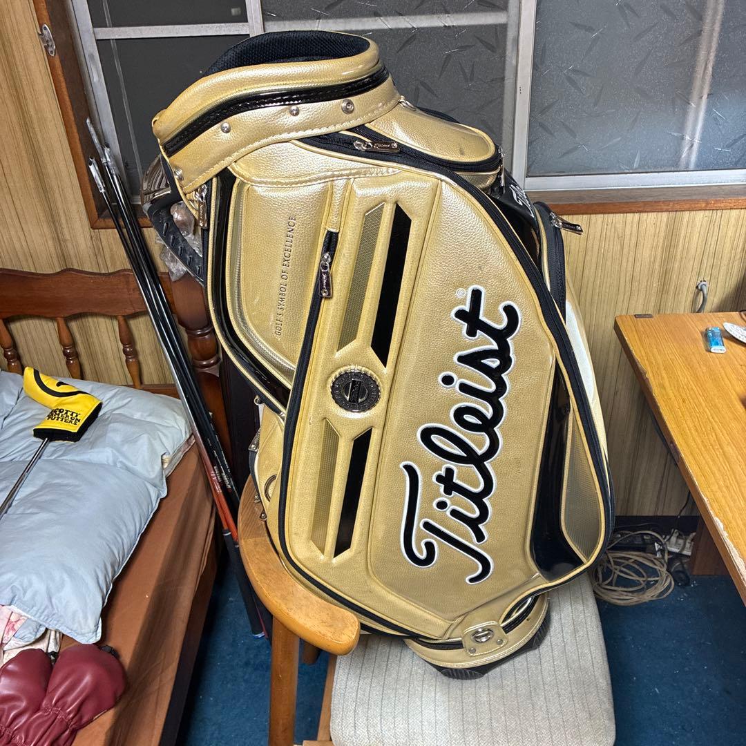希少色 タイトリスト ゴールド 金 キャディバッグ 5分割 メダリオン 良品