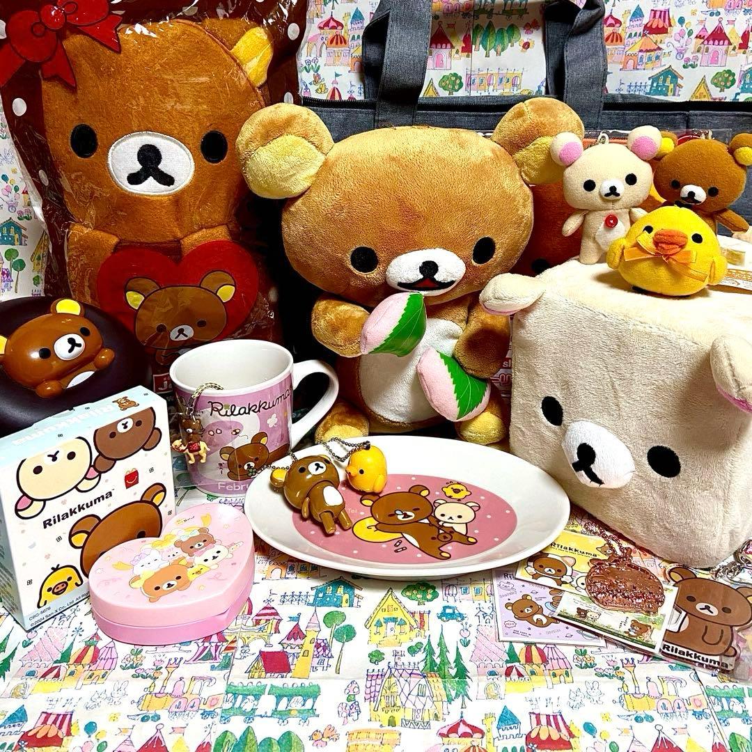 リラックマ まとめ売り18 ポーズ 桜餅 ぬいぐるみ マグ&お皿 ご当地根付け他