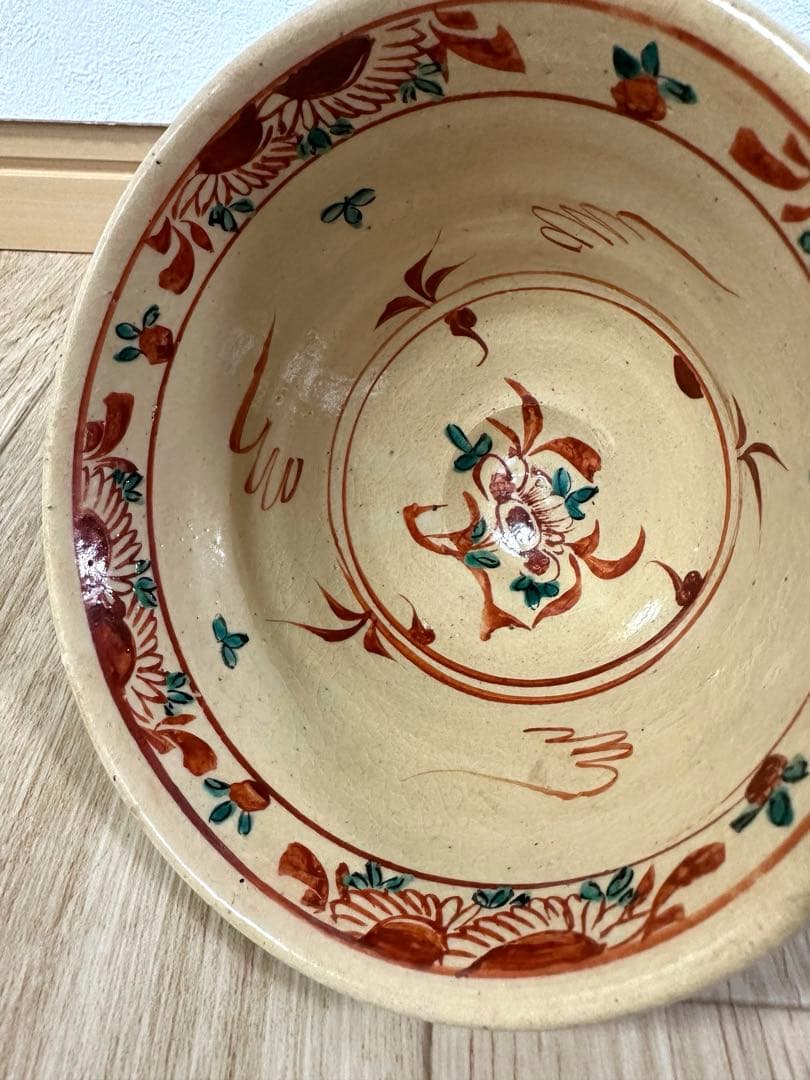 九谷焼 抹茶碗 赤絵　伝統工芸品　友山堂窯　川崎健次郎　手描き