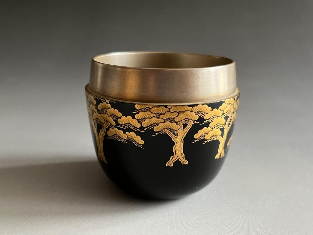 一瓢斎　黒大棗　松蒔絵　内銀地　薄茶器　茶道具