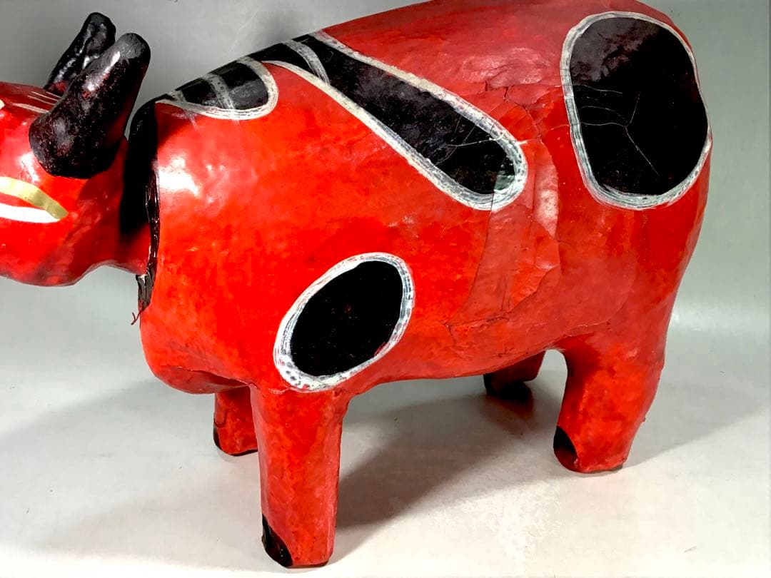 古手 大きい 五十嵐民芸 首振り 赤べこ 張子 人形 郷土玩具 会津 牛 縁起物