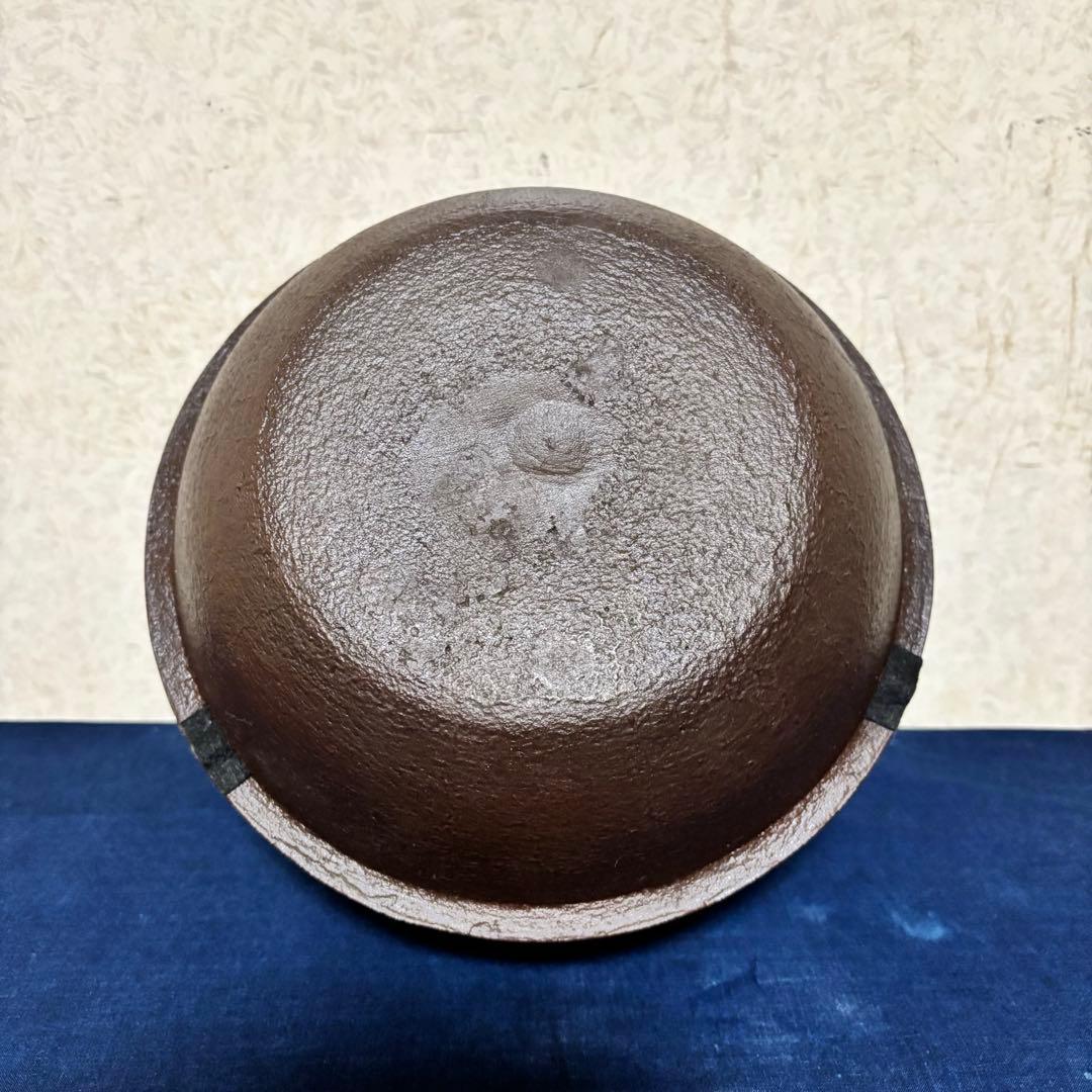 未使用/斑地紋焼色/風炉/茶釜/電熱器/金森紹栄造/唐銅鬼面風炉/電熱器/茶道具