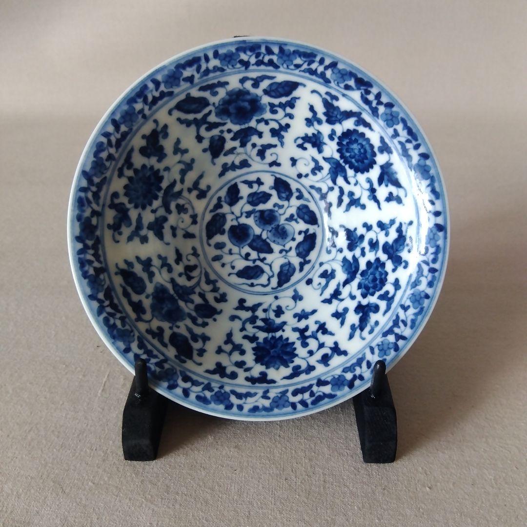 景徳鎮　青華　草花紋様碗