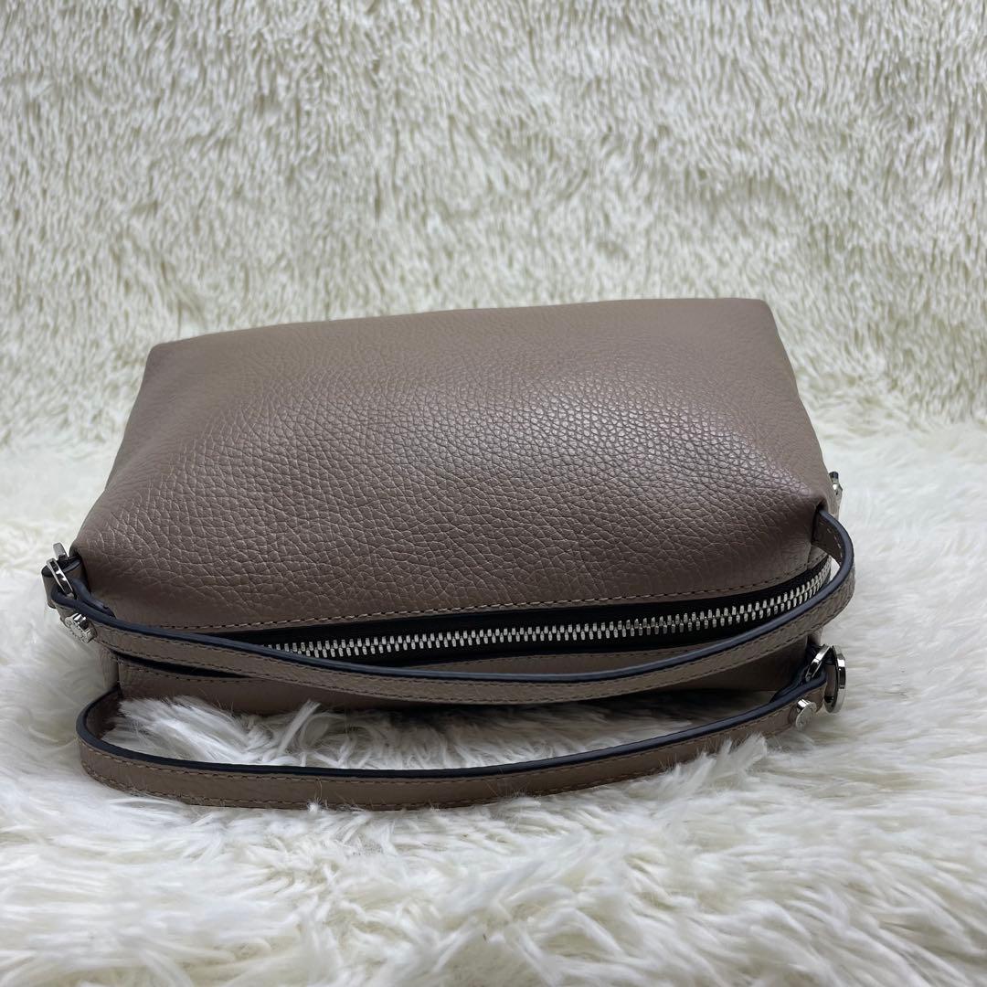 【美品】ジャンニキャリーニ アリファ 2way シボ革 グレージュ