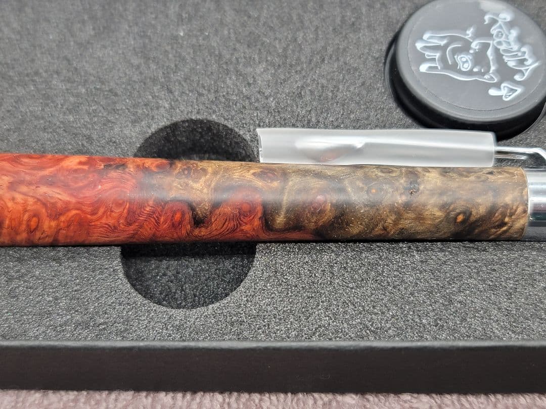 新品　こぶた工房　極上花梨瘤　赤青　シャープペンシル0.5ミリ