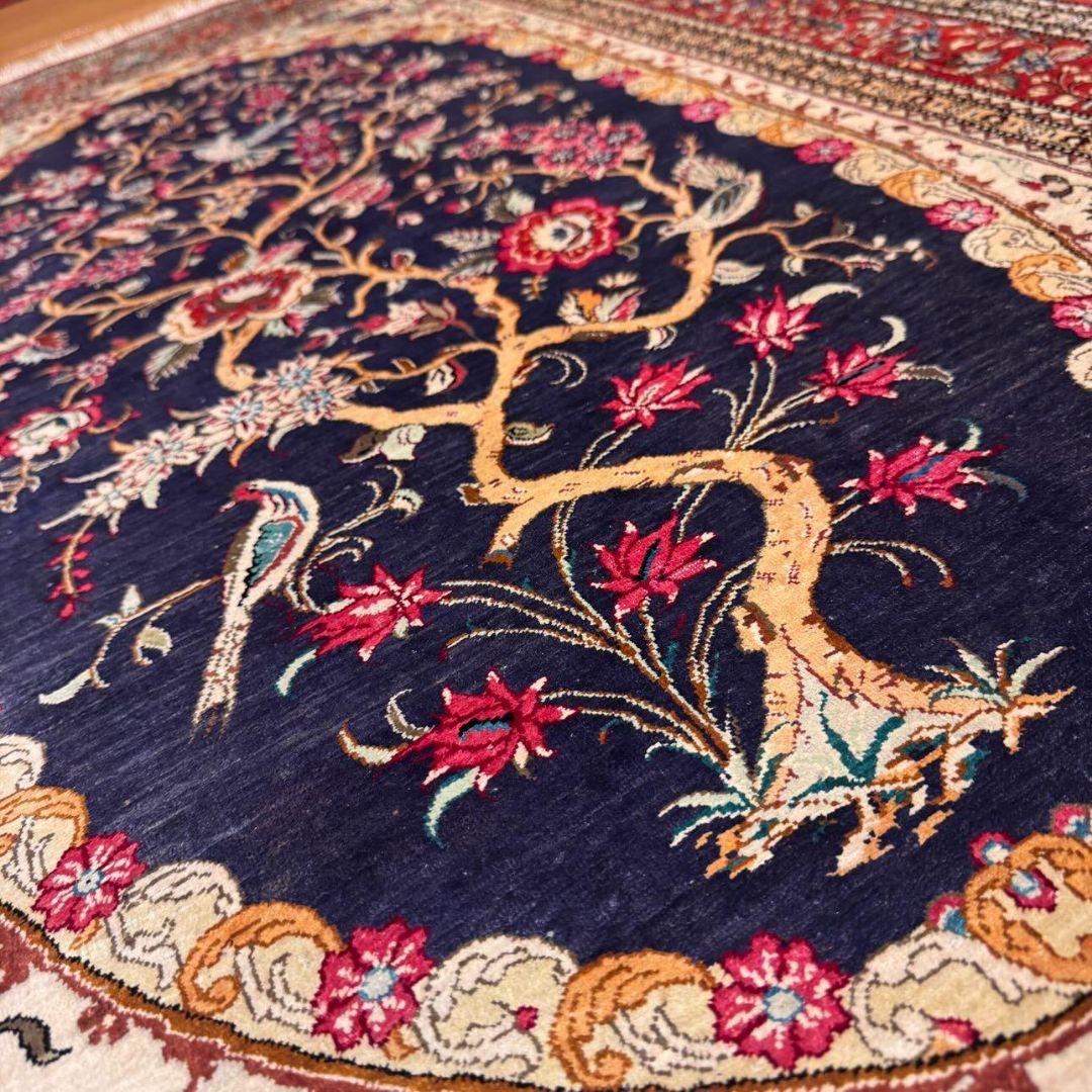 超希少！手織りペルシャ絨毯・全シルク製（クム産） 150×95cm