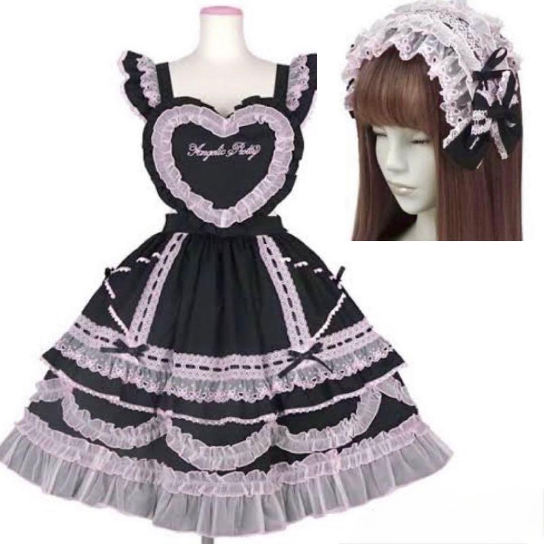 Angelic Pretty Heart胸あて付スカート Heartカチューシャ