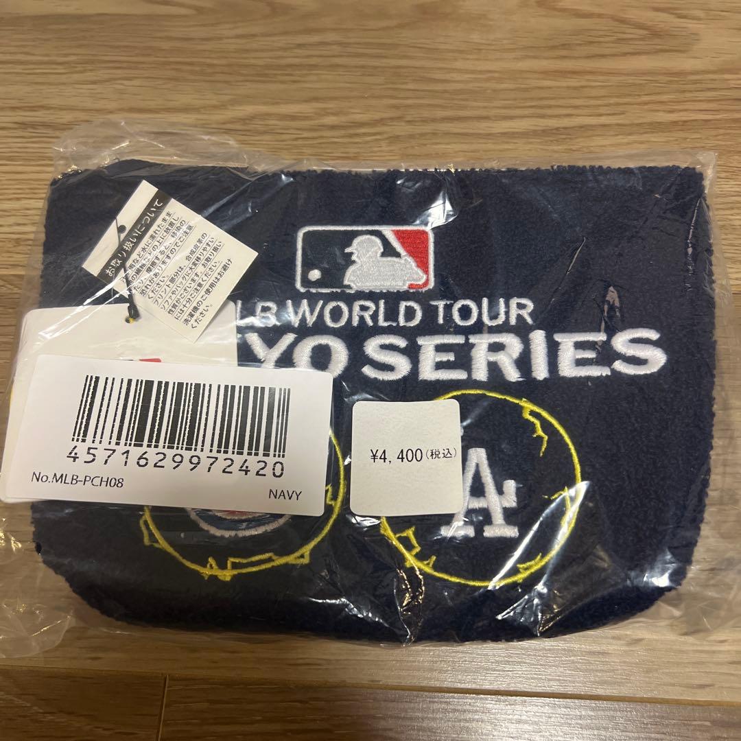 MLB 東京シリーズ 開幕戦 ドジャース カブス さがら刺繍ポーチ ネイビー