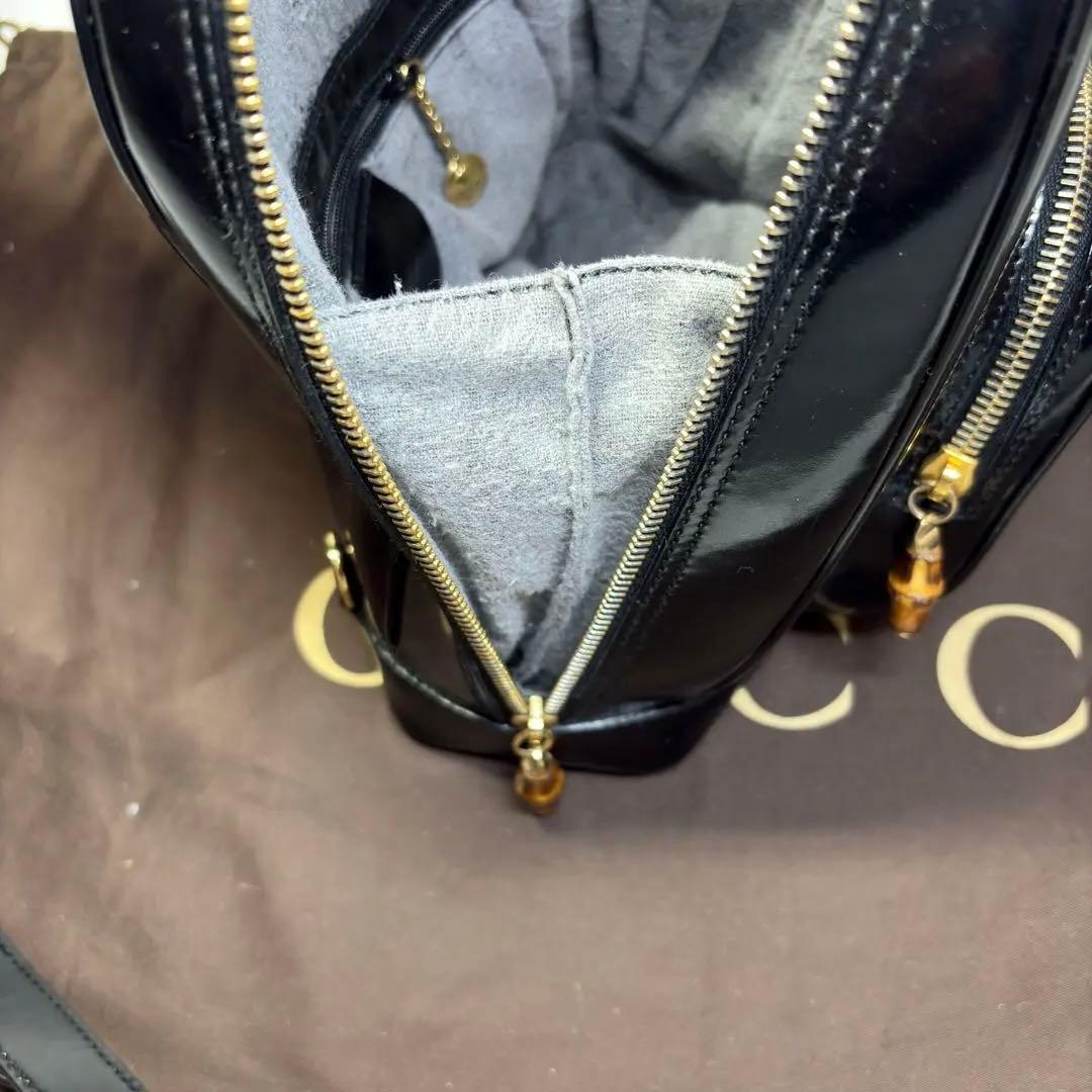 美品　グッチ ボディバッグ バンブー ワンショルダー 斜め掛け レザー ブラック