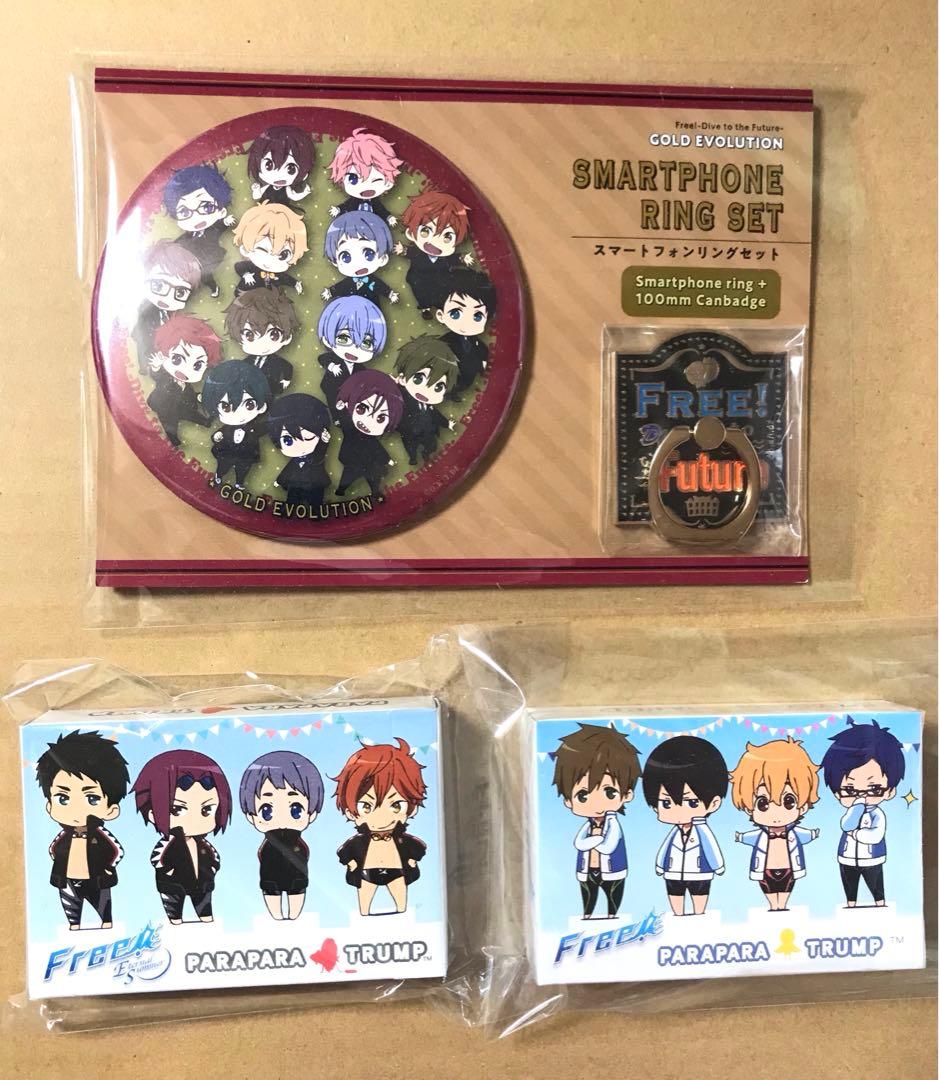 Free!岩鳶＆鮫柄学園トランプ 缶バッジ スマートフォンリング 七瀬遙 松岡凛