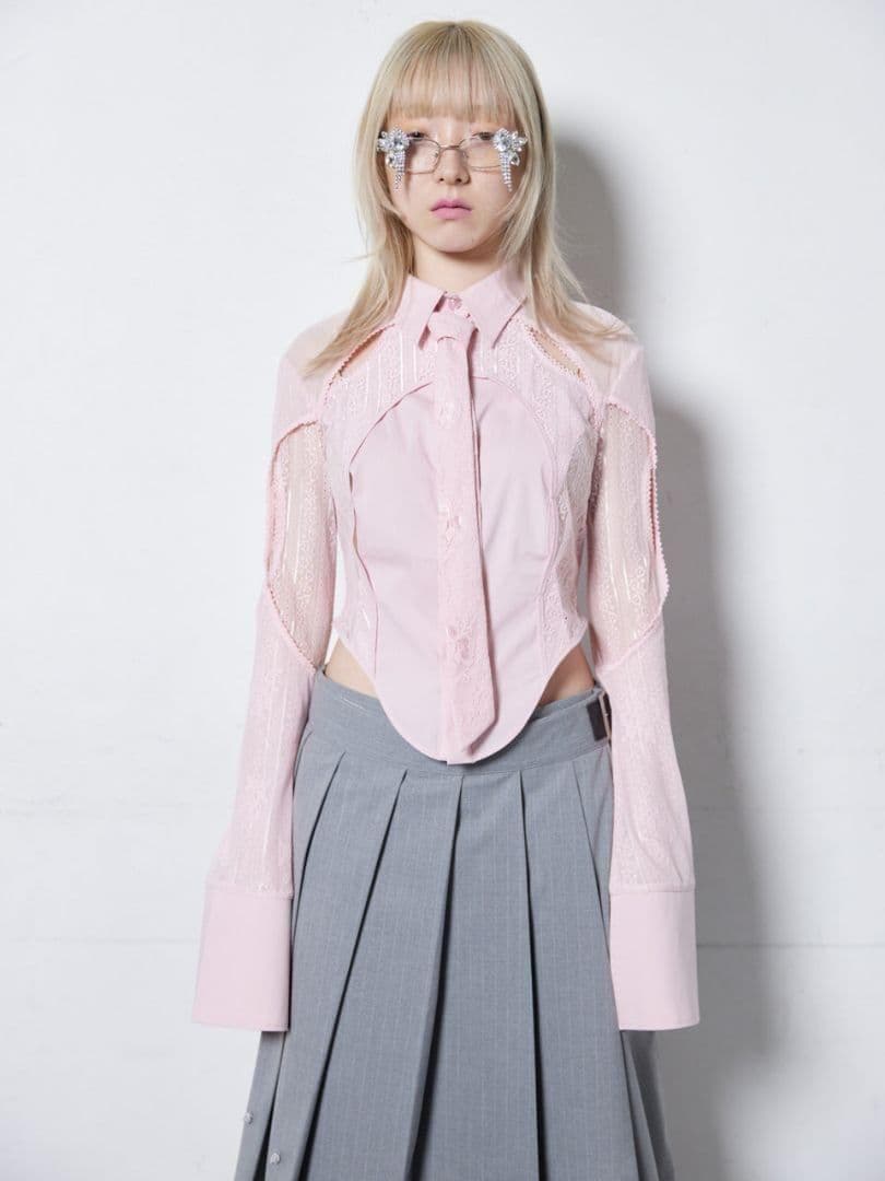 即日発送 完売 新品 neith. Lace Tied Shirts(Pink)