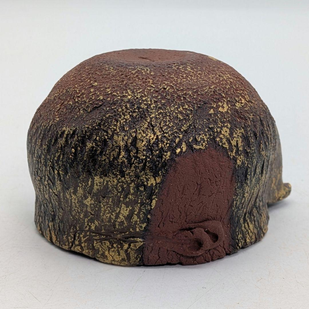 鈴木篤夫 備前焼 金彩備前龍摘宝瓶 四方桟共箱共布栞 手造り宝瓶 煎茶道具 竜