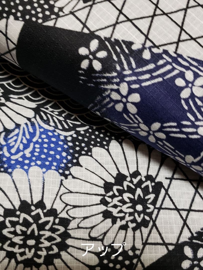 オール新品■高級着物風柄，変わり織大人浴衣 リバーシブル半幅帯，帯留め４点セット