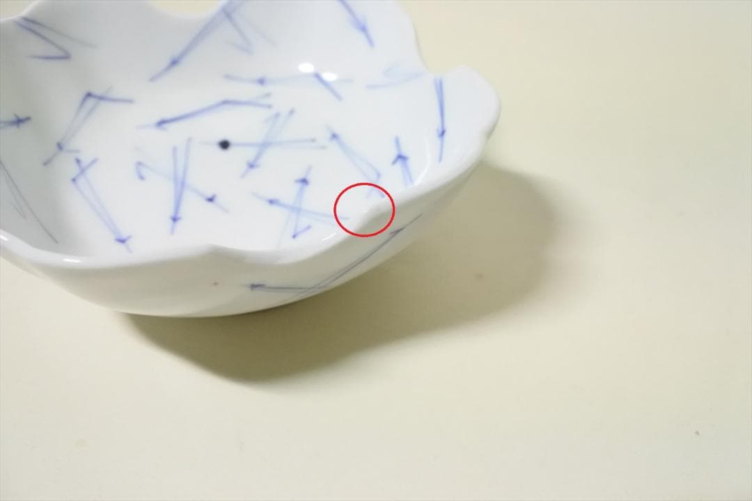 江戸末期～明治時代　伊万里　染付　折松葉　角　鉢　向付　５客組　骨董品　g