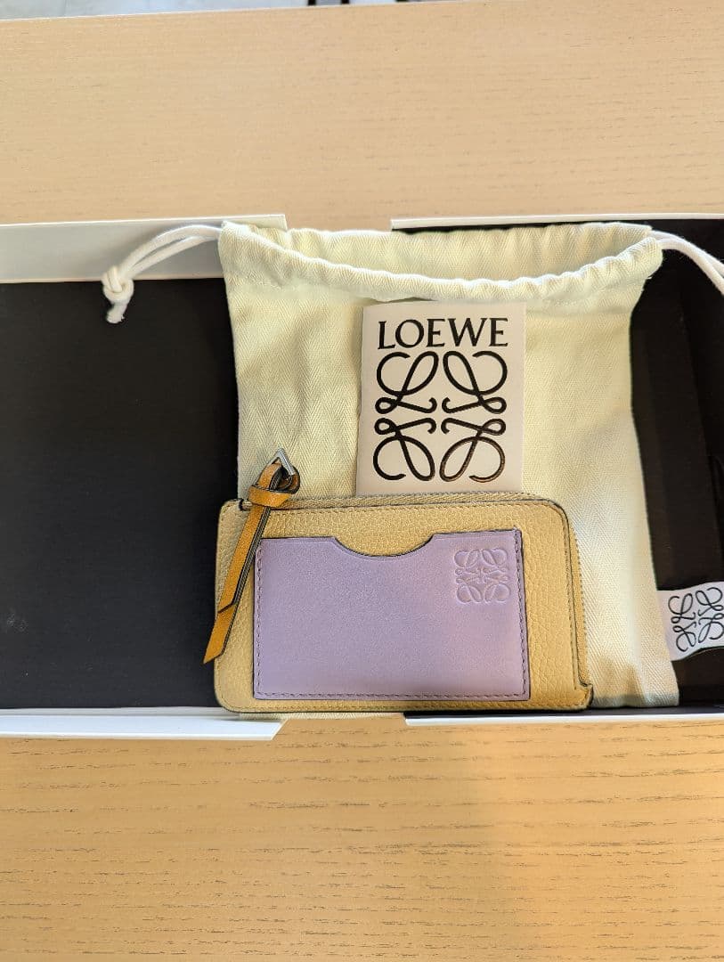 LOEWE レザー カード入れ イエロー/ラベンダー