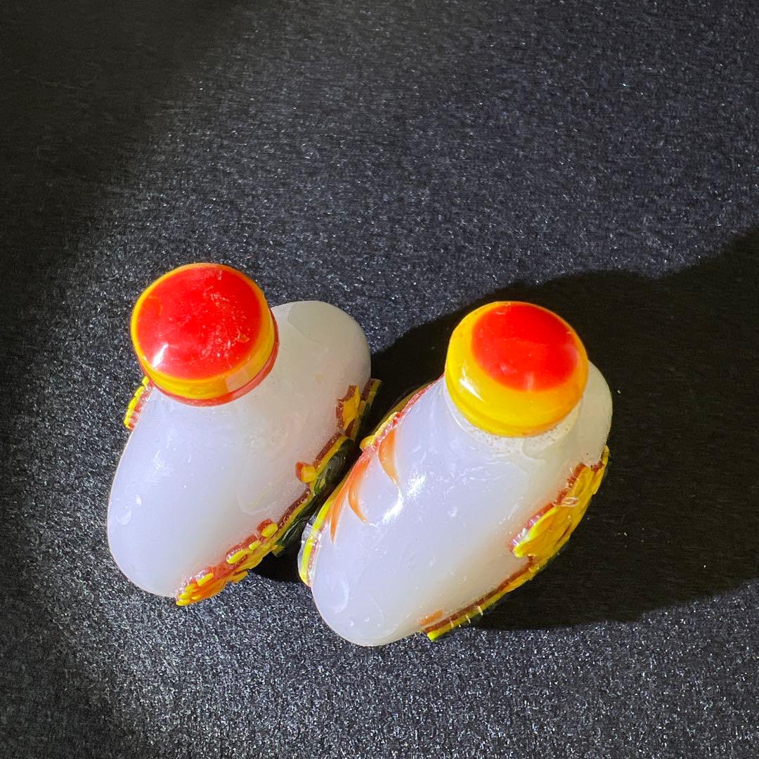 中国古玩　乾隆ガラス鼻煙香　木箱付　高さ約7㎝　東Y8-0122☆2F