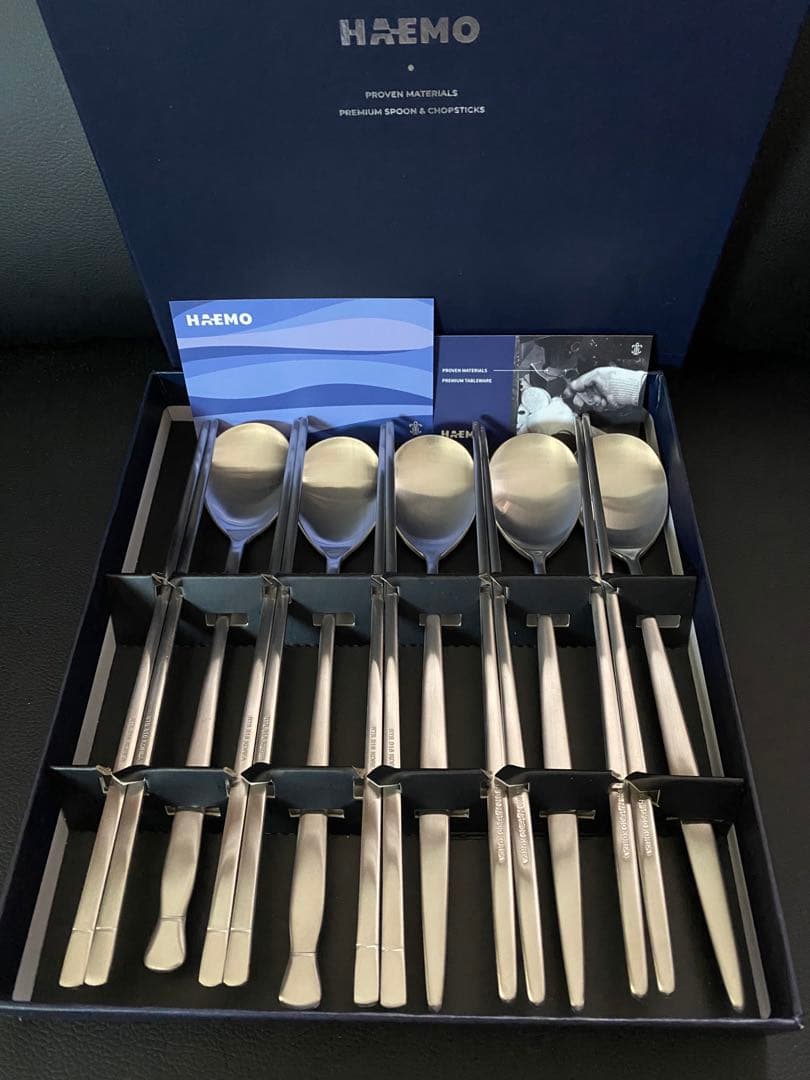 高級 スプーン箸5組セット 韓国 ステンレス つや消し sus316L