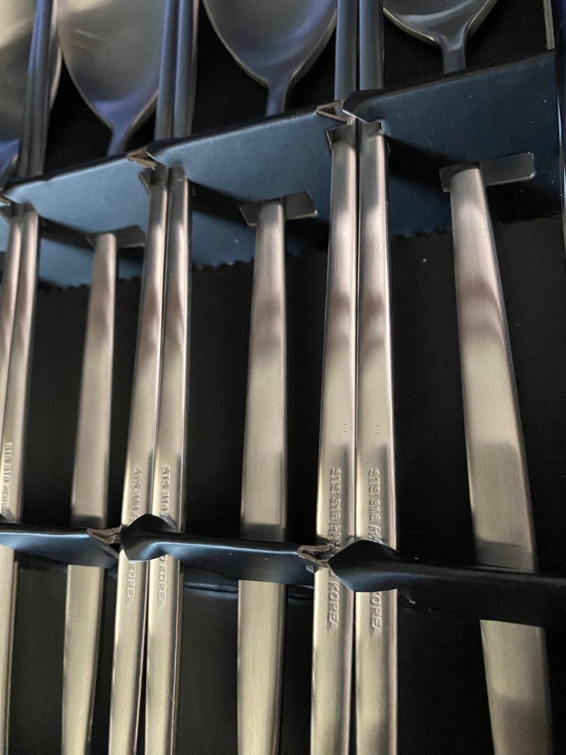 高級 スプーン箸5組セット 韓国 ステンレス つや消し sus316L