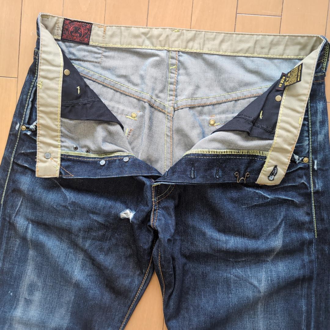エヴィス EU ED ダメージジーンズ デニム 濃紺 33インチ 13F