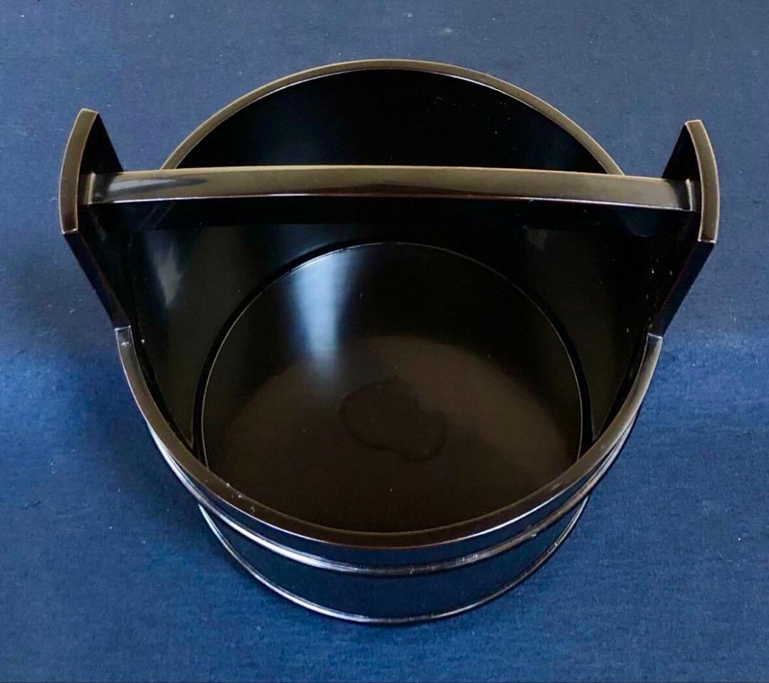 「祖」黒真塗 手桶水指 塗師 川瀬 表完 木製漆器 共箱 (台①)