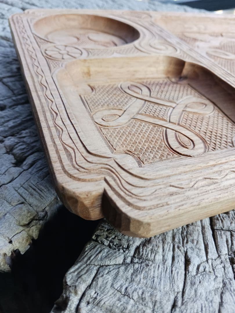 子持ち盆　イタ　アイヌ　縄文　文様　伝統工芸　御盆　アンティーク　食器　神代文字