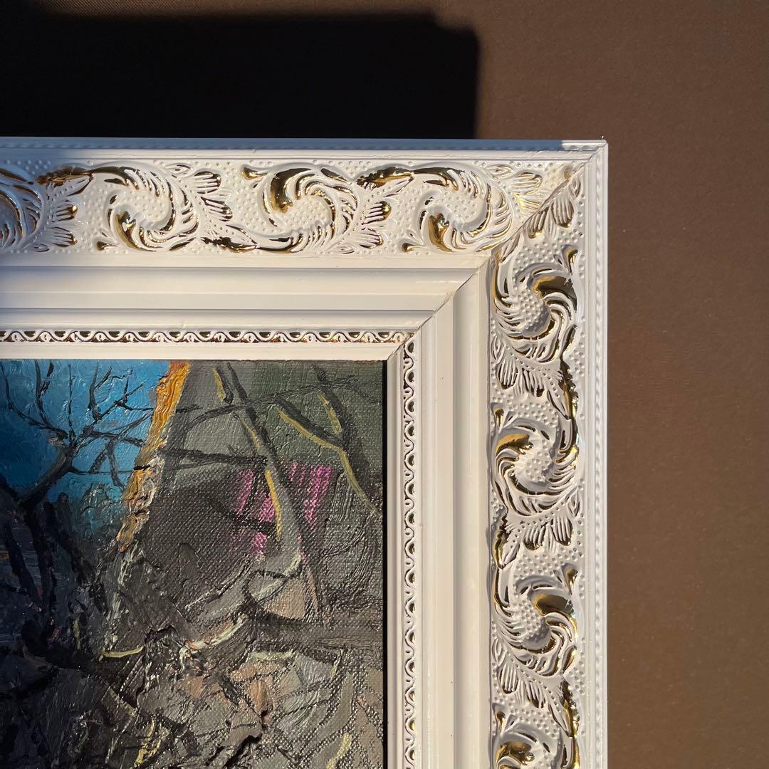 ★真作★ 文勝(ウンシュン) 門 油絵 額付き 貴重作品