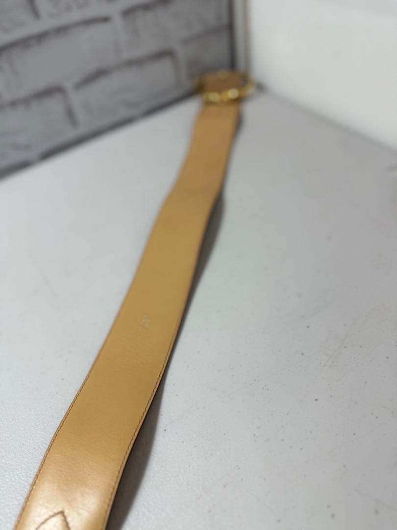 CELINE ベージュ ベルト ゴールドバックル