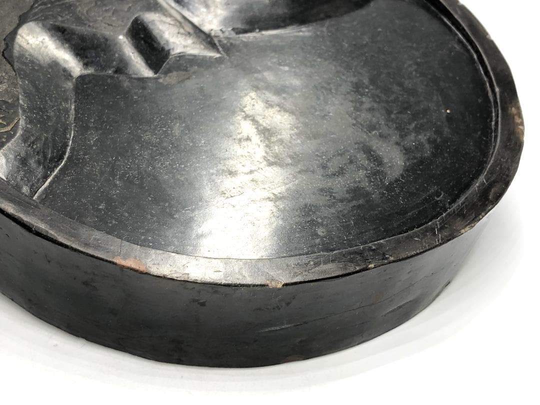 【 黒色澄泥硯 】　本阿弥光悦 作/土佐光起 下絵　伝世品　　O1205E