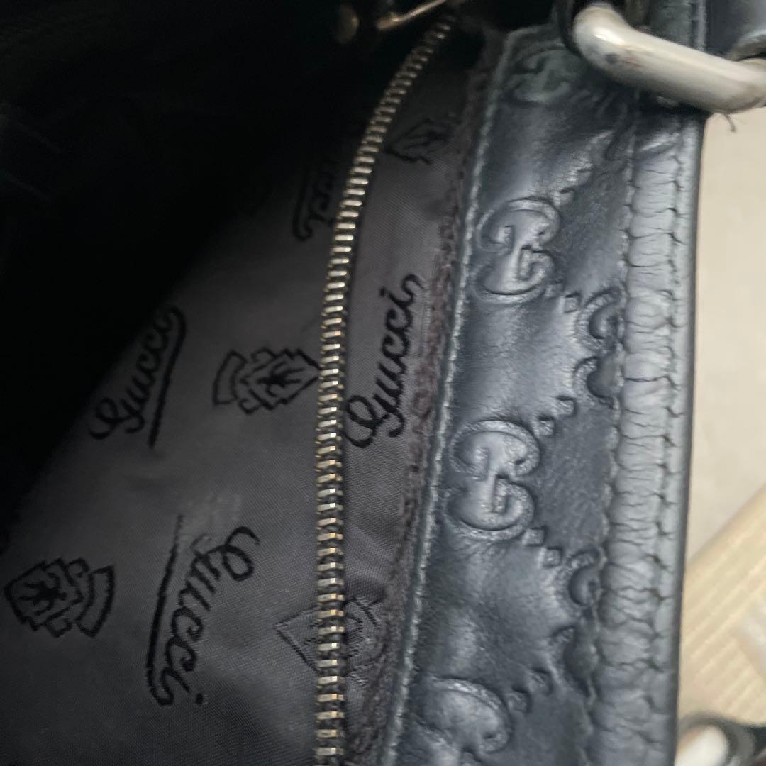 グッチ GUCCI レザー ショルダーバッグ GG サコッシュ ブラック