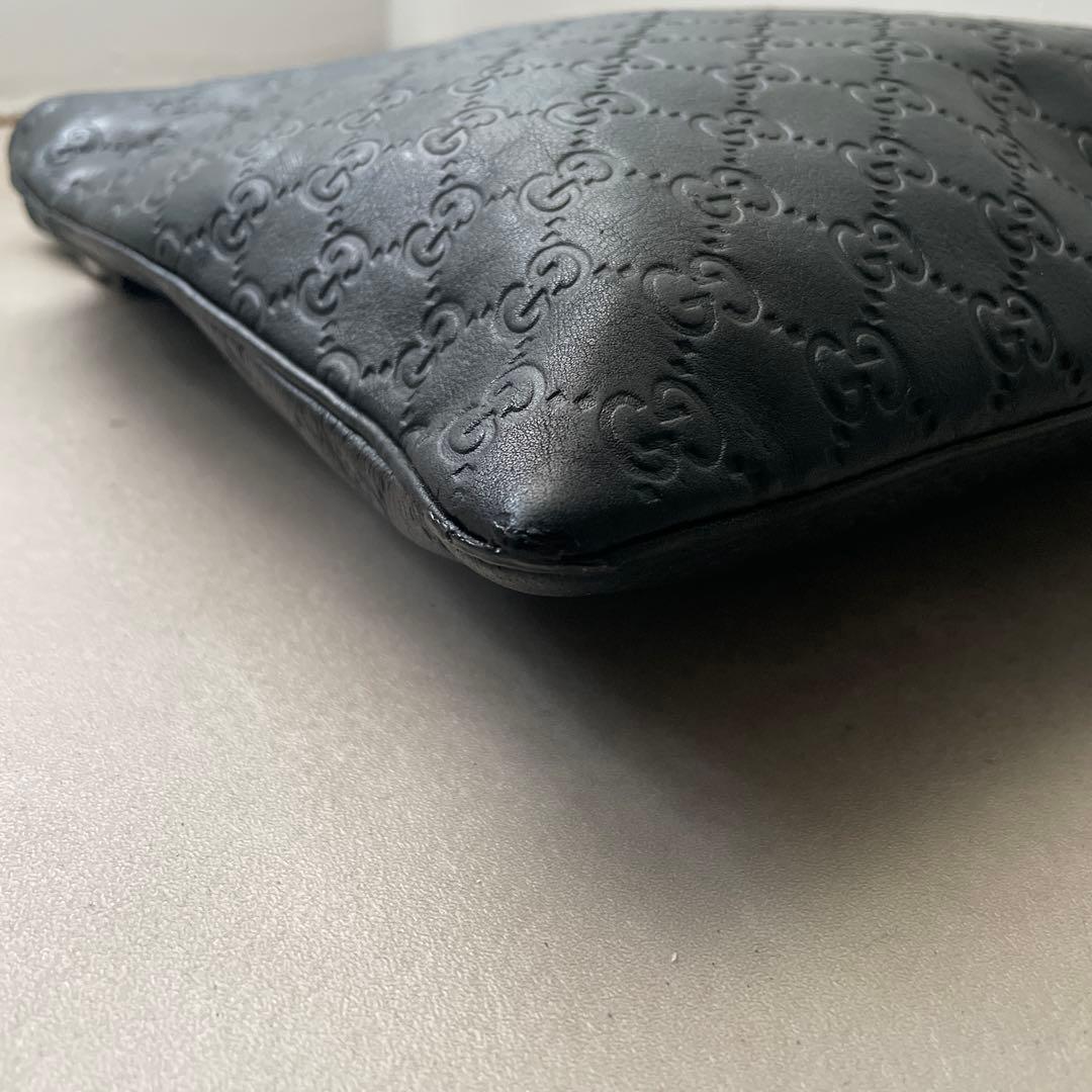 グッチ GUCCI レザー ショルダーバッグ GG サコッシュ ブラック