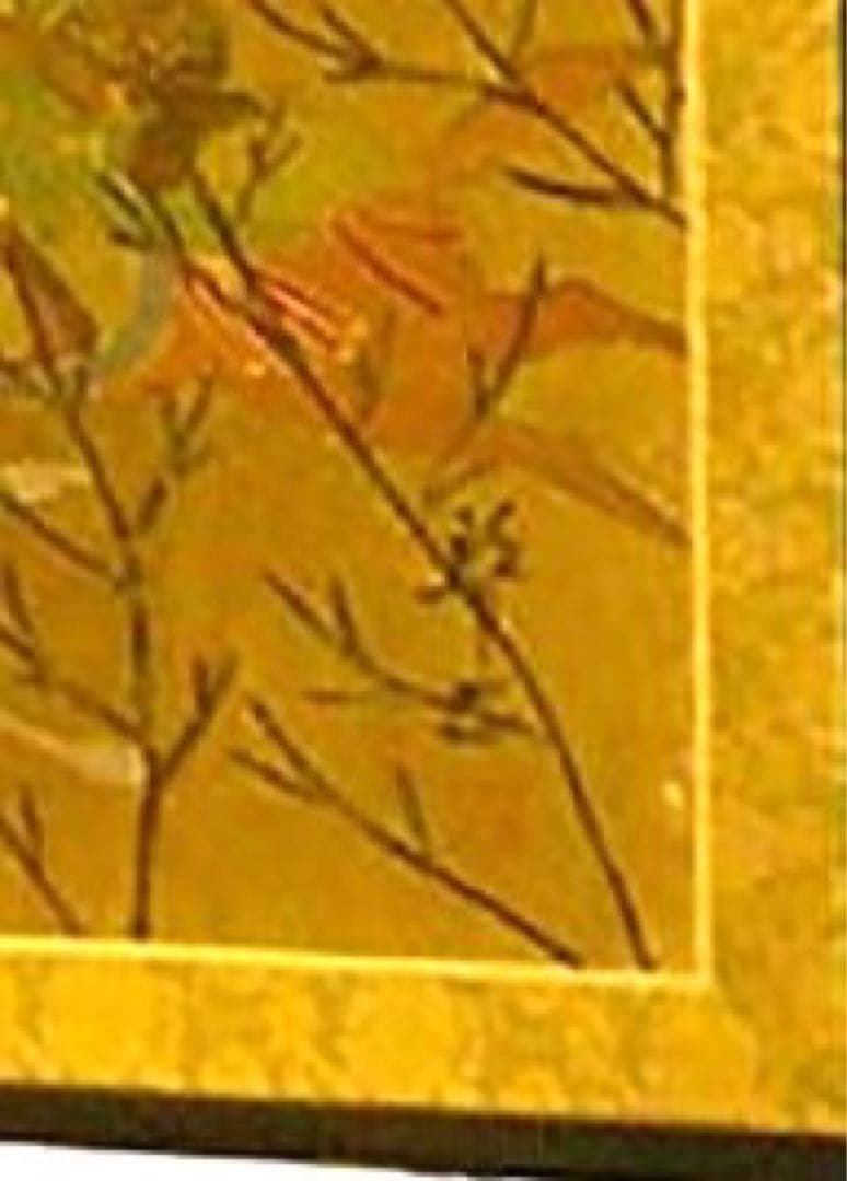 四つ折り屏風　日本画　金箔彩色　蒙古襲来図