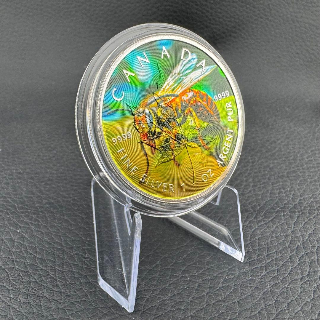 世界100枚限定！ メイプルリーフ 銀貨 カラー スズメバチ 森の自然融和