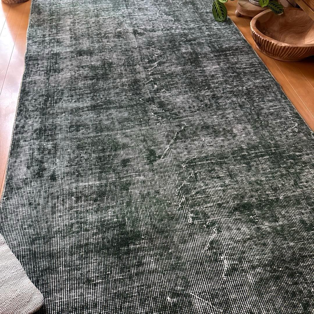 94.5×206ビリジアングリーン　ワンカラー　貴重トルコヴィンテージラグ