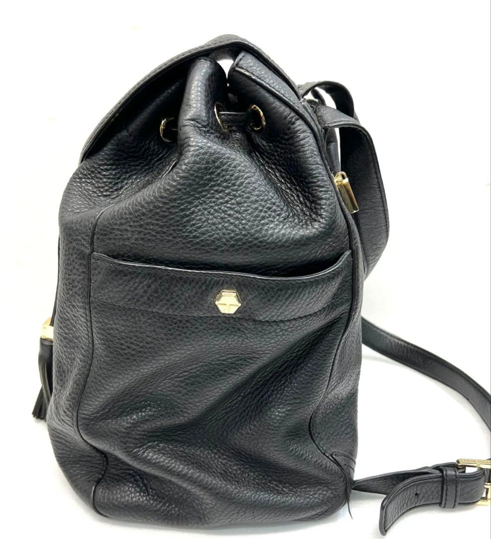 【美品】Tory Burch ブラックレザーバックパック