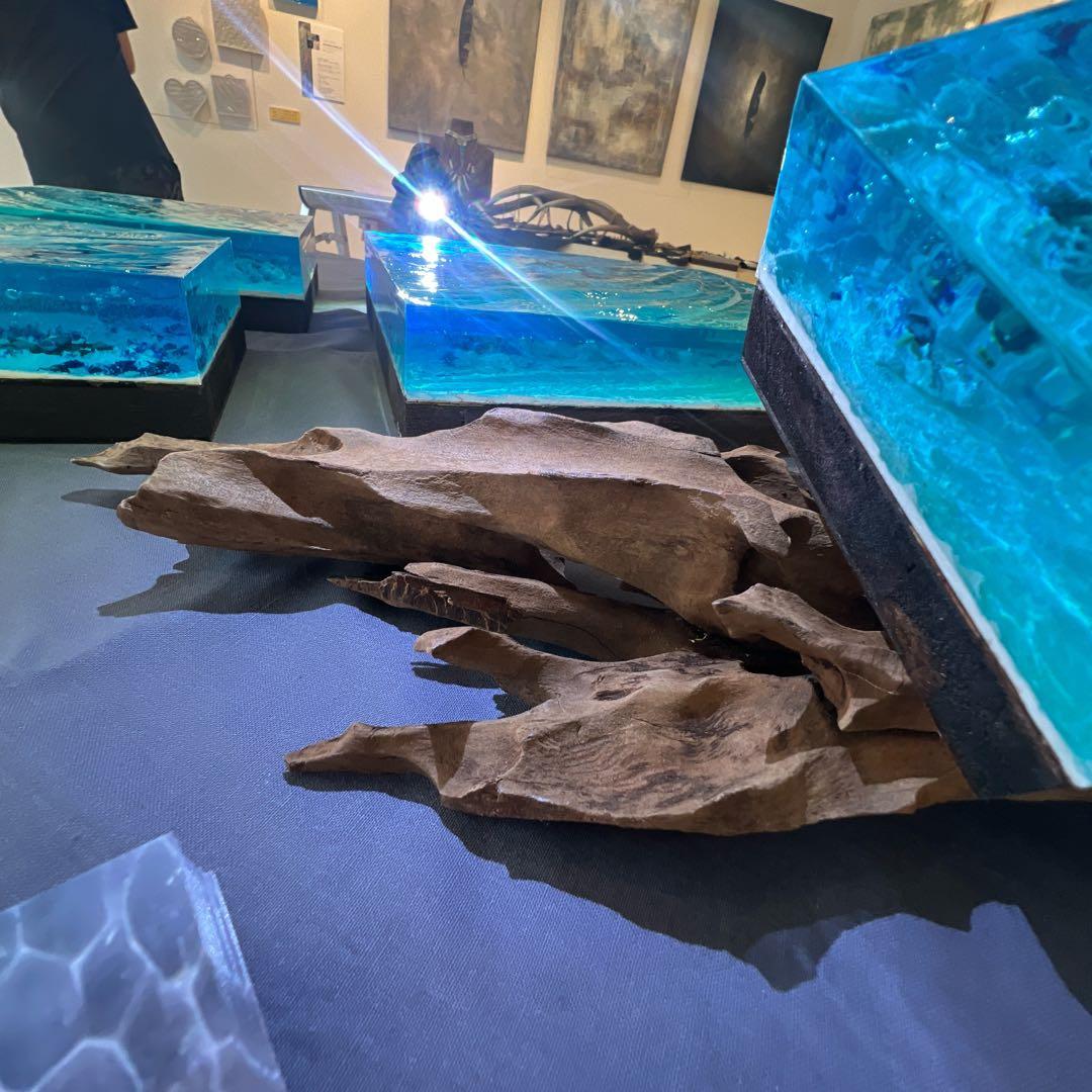 【波紋アート】Real Ocean／立体オブジェ／15cmプリズム×6cm