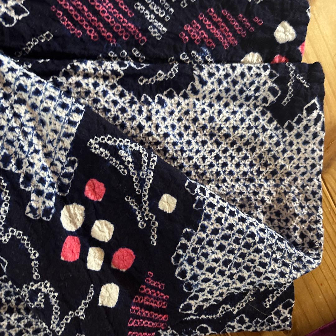 【SALE】有松鳴海絞り浴衣 手縫い 身丈161 葡萄 花紋 ヴィンテージ 浴衣