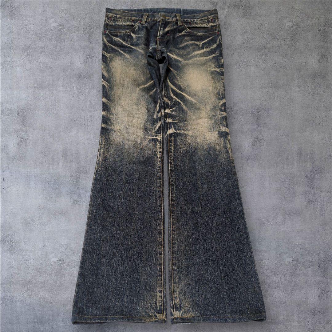 トルネードマート 鬼ヒゲ 稲妻 フレアデニム y2k ブーツカット 00s