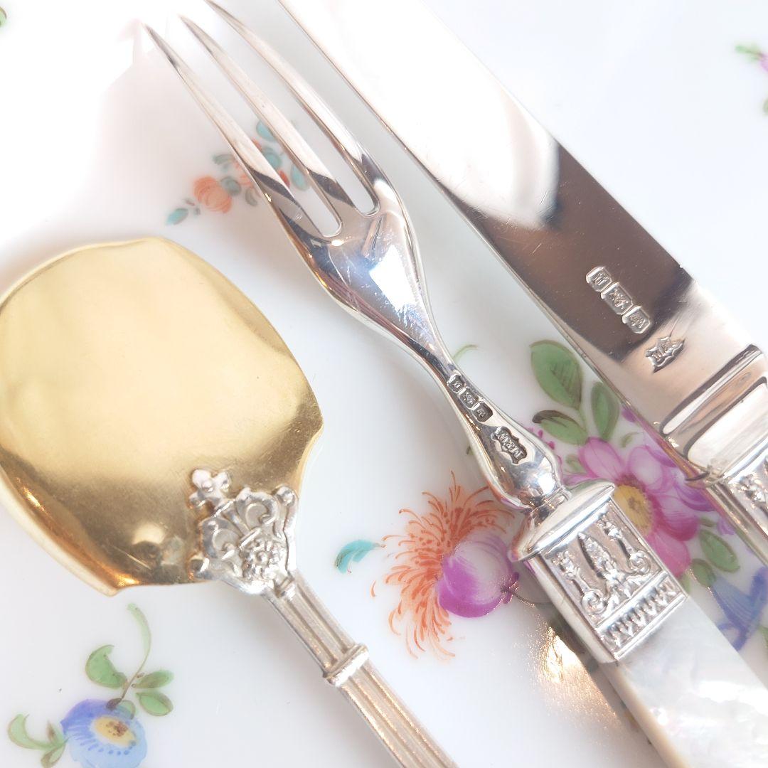 Y様おまとめ　ピュイフォルカ　アイスクリームスプーン　白蝶貝純銀カトラリーセット