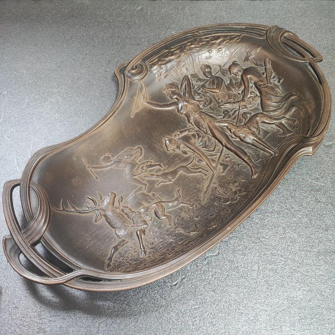 フランス製　アールヌーヴォーの真鍮製　トレイ希少美品　アンティーク骨董品　 銅製