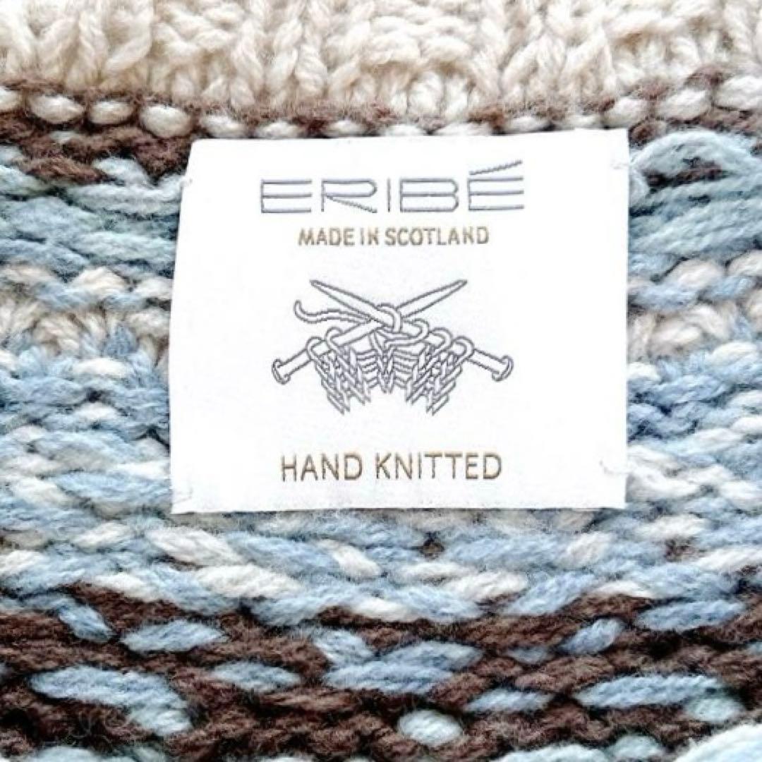 【サボテン様】エリべフェアアイルニットノルディックニットハンドニットメリノウール