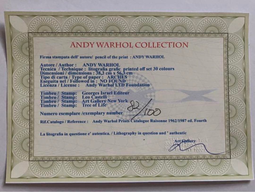 アンディウォーホル リトグラフ ＣＯＡ認定書付き ミッキーマウス