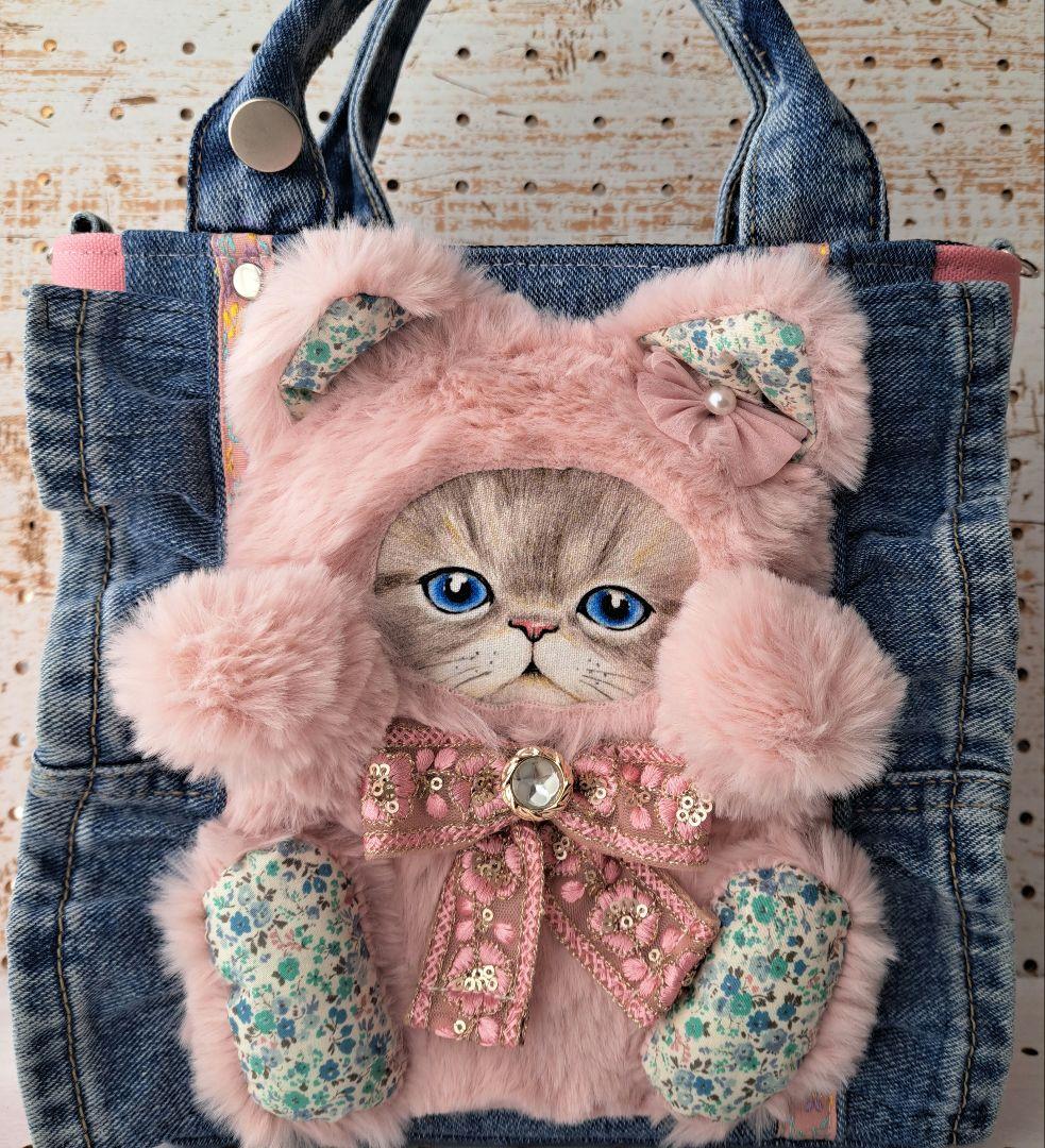 こ*能様 コヤンイサムチョン　ルミ　デニムリメイクフリルトートバッグ