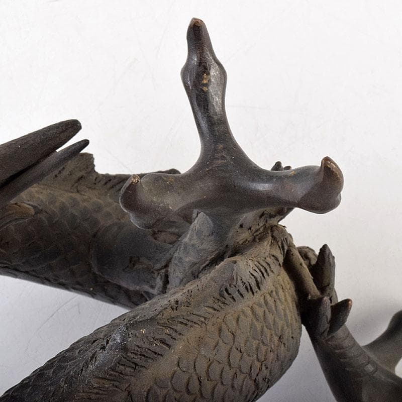 ヤマ　時代金工　古銅　輝銘　宝珠龍　置物　約3.9㎏　F　R9062B