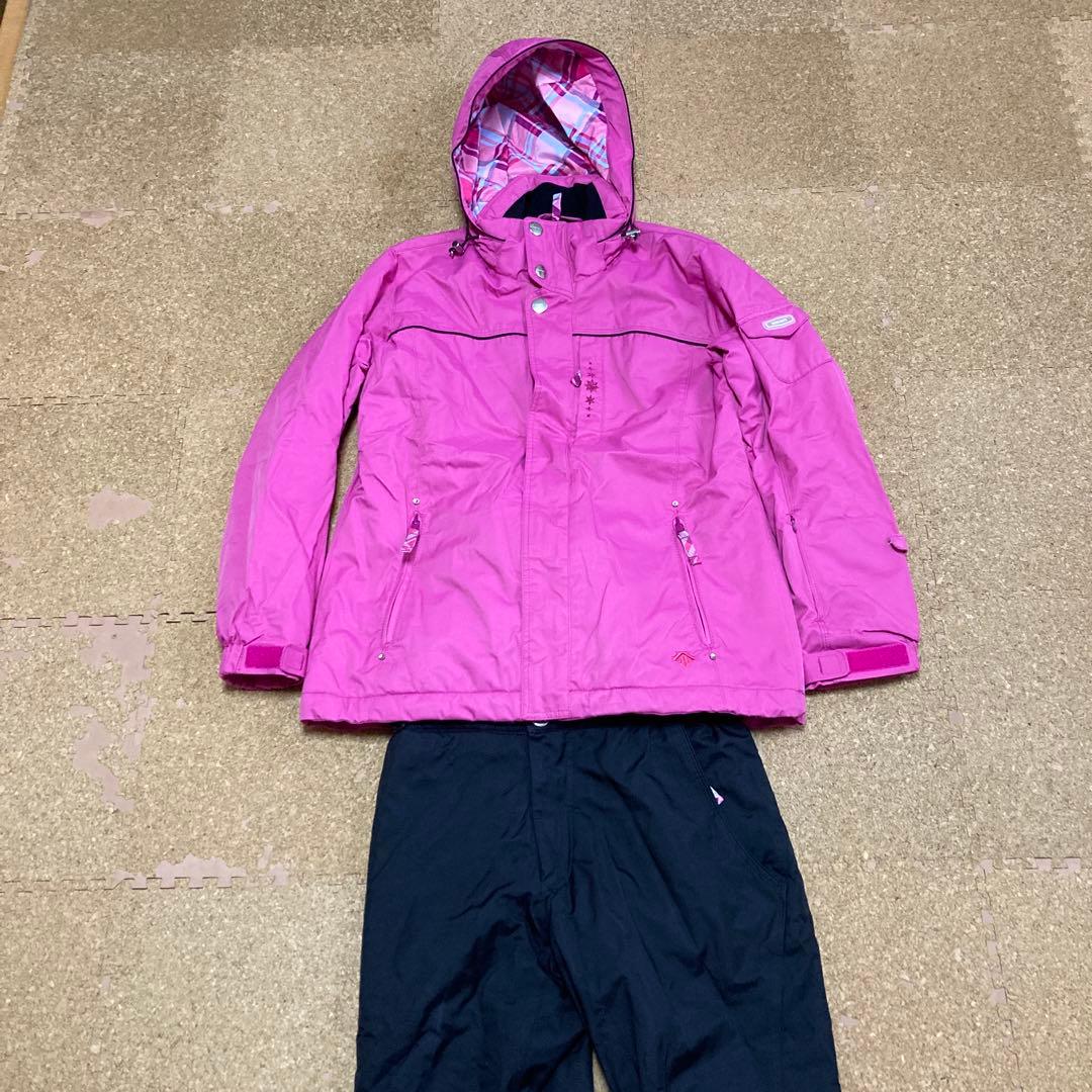 【美品】デサントdescentスキーウェア 上下 セット Lレディースピンク黒