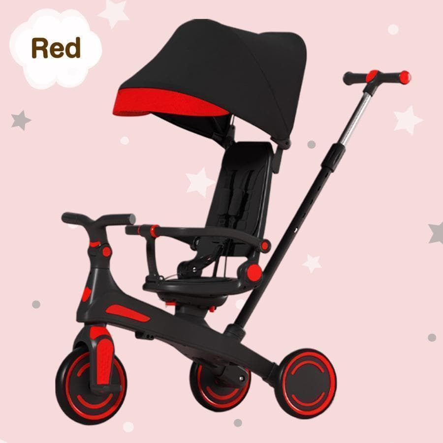 多機能 三輪車 手押し棒付き 折りたたみ 1歳-5歳 安全ベルト付き 2645